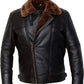 FJM0024 Men’s Brown B3 Leather Real Shearling Fur Bomber Jacket Pilot Aviator RAF Biker Army Style Coat