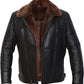 FJM0024 Men’s Brown B3 Leather Real Shearling Fur Bomber Jacket Pilot Aviator RAF Biker Army Style Coat