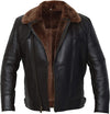 FJM0024 Men’s Brown B3 Leather Real Shearling Fur Bomber Jacket Pilot Aviator RAF Biker Army Style Coat