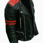 LJM0039 Men’s Classic Red & Black Brando Biker Real Leather Jacket – Slim Fit Genuine Leather Coat