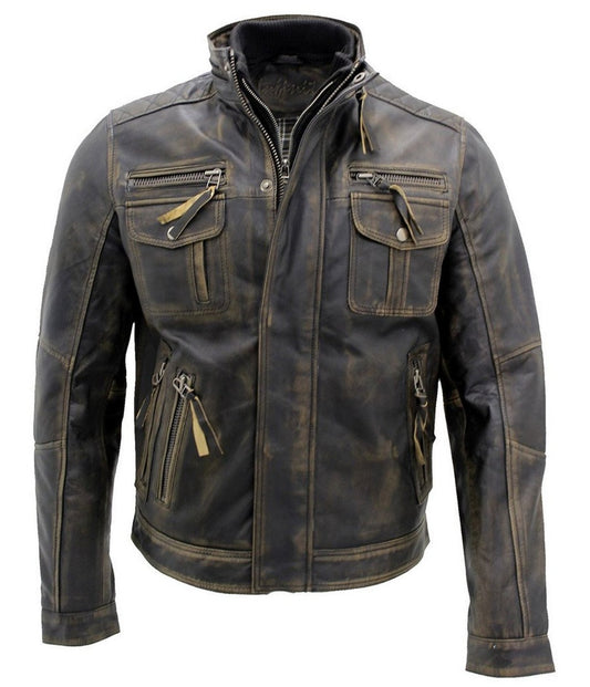 LJM0043 Men's Hot Brown Brando Biker Jacket – Premium Stylish Real Leather Outerwear Coat