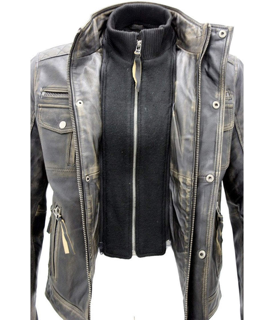 LJM0043 Men's Hot Brown Brando Biker Jacket – Premium Stylish Real Leather Outerwear Coat