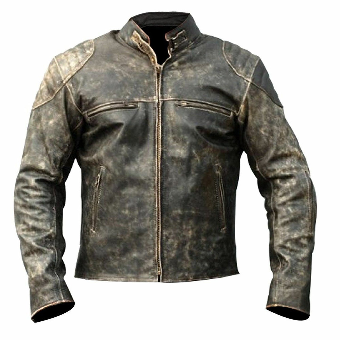 LJM0044 Men’s Vintage Antique Motorcycle Retro Biker Leather Jacket – Distressed Finish