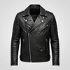 LJM0045 Men’s Armand Black Motorcycle Leather Jacket – Classic Rider Style Biker Coat