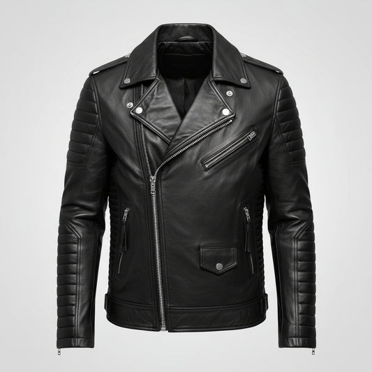 LJM0045 Men’s Armand Black Motorcycle Leather Jacket – Classic Rider Style Biker Coat