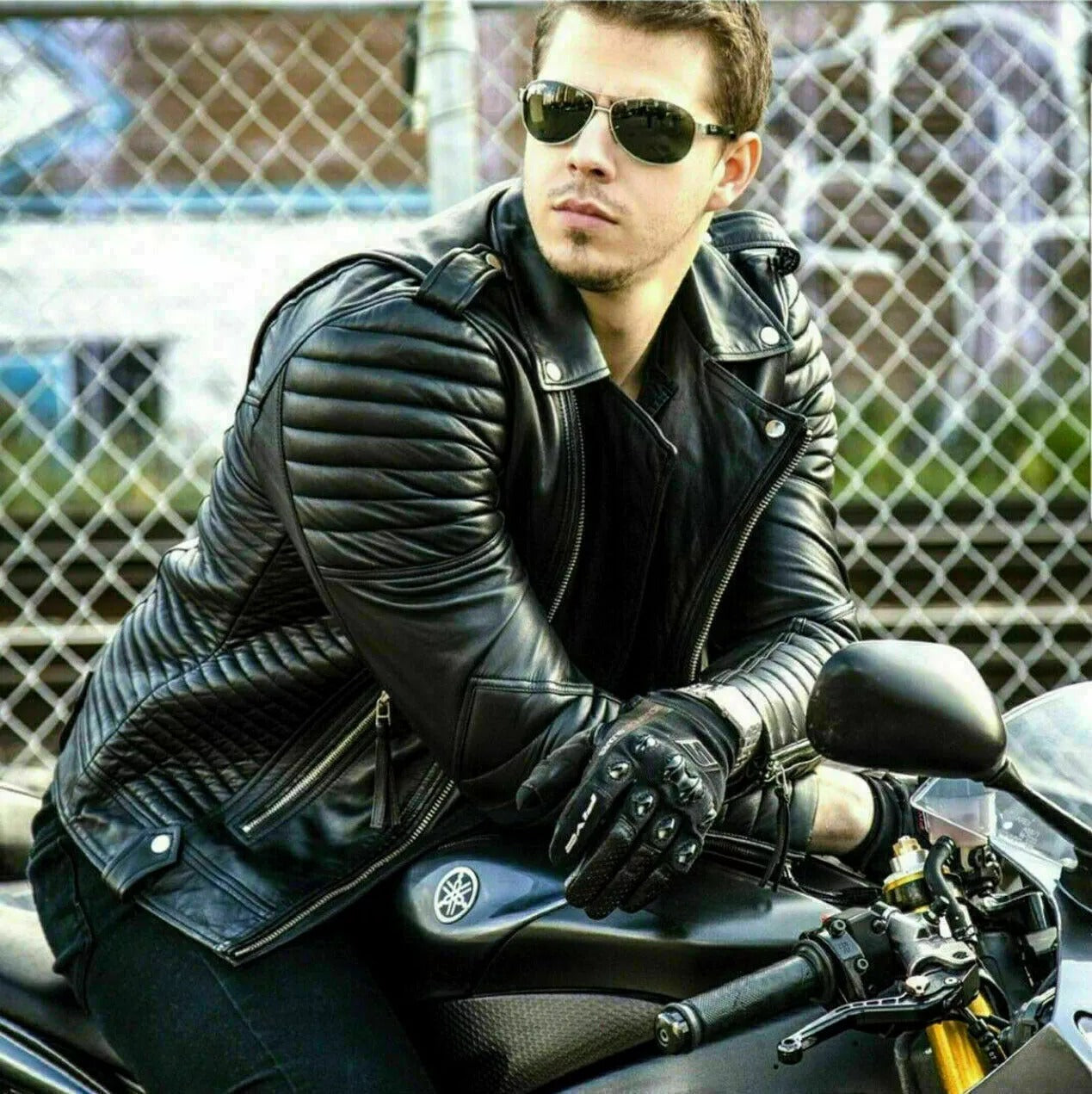 LJM0045 Men’s Armand Black Motorcycle Leather Jacket – Classic Rider Style Biker Coat