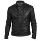 LJM0046 Men’s Retro Moto Biker Jacket – Hunt Black Finish, Classic Motorcycle Style Coat