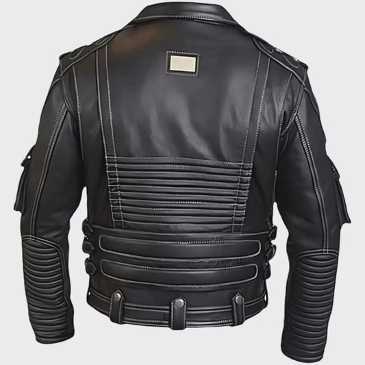 LJM0048 Men’s Premium Black Heavyweight Motorcycle Riding Jacket – Classic Rider Style, Durable Outer Shell, Multi-Pocket Design