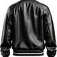LJM0049 Men’s Black Premium Leather Varsity Jacket – Sleek Zip-Up, Rib-Knit Trim & Modern Baseball Collar