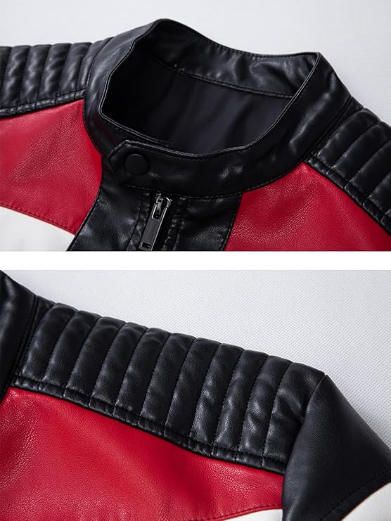 LJM0053 Men's FANARCHER Men’s Real-Leather Motorcycle Jacket – Windproof Biker Windbreaker