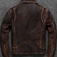 LJM0057 Men’s Vintage Distressed Brown Leather Jacket – Retro Classic Outerwear with Timeless Finish, Premium Craftsmanship
