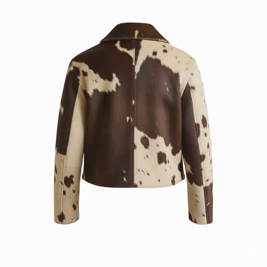 LJM0059 Men's Handmade Hair-On Cowhide Leather Jacket – Genuine Cowhide Fur Detail & Premium Craftsmanship