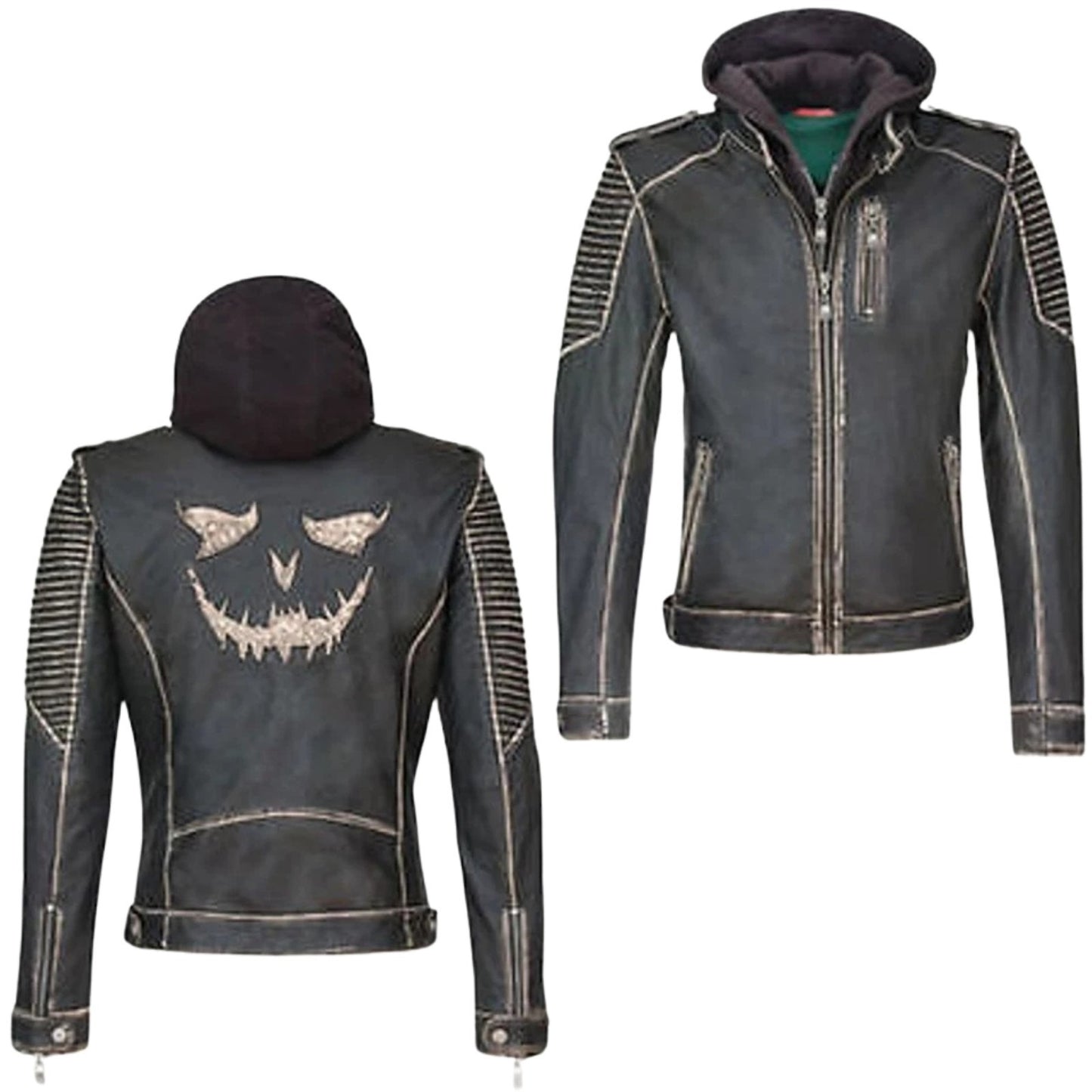 LJM0060 Men’s Black Distressed Leather Jacket – Halloween & Christmas Style, Genuine Cow Vintage Rugged Look Jacket