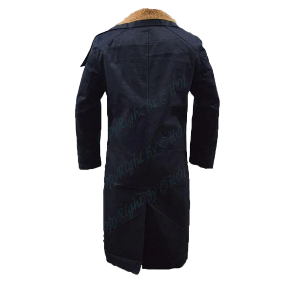 MDJ002 Men’s Long Length Cotton Trench Coat – “Officer K” Blade Runner 2049 Inspired (Black)