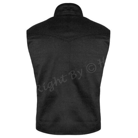 KDV0001 Kids Premium Black Denim Sleeveless Jacket – Wool Mix Inner – Stylish Outdoor Vest for Boys Inspired By "John Dutton"