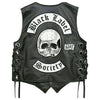 LJM0087 Men's Black Label Society Genuine Leather Vest Zakk Wylda Vest BLS Patches Jacket