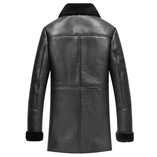 FCM0010 Men’s B3 Aviator Winter Coat – Plush Fur-Style Inner Lining, Real Shearling Fur Vintage Flight Design, Heavy Warmth