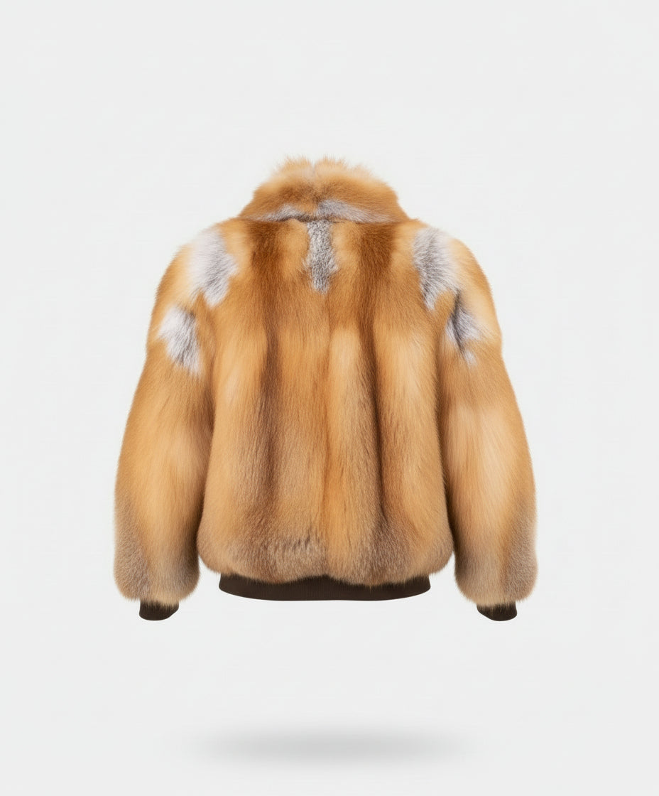 FJM0015 Men’s Luxury Real Red Fox Fur Coat – Full-Volume Genuine Fox Pelt Outerwear with Plush Texture