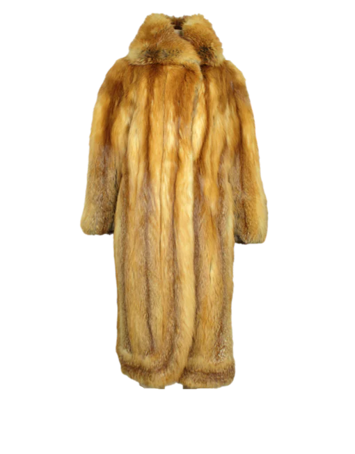 FCM0012 Men's Premium Red Fox Fur Coat – Luxurious Vermilion Outerwear for Bold & Sophisticated Style Jacket