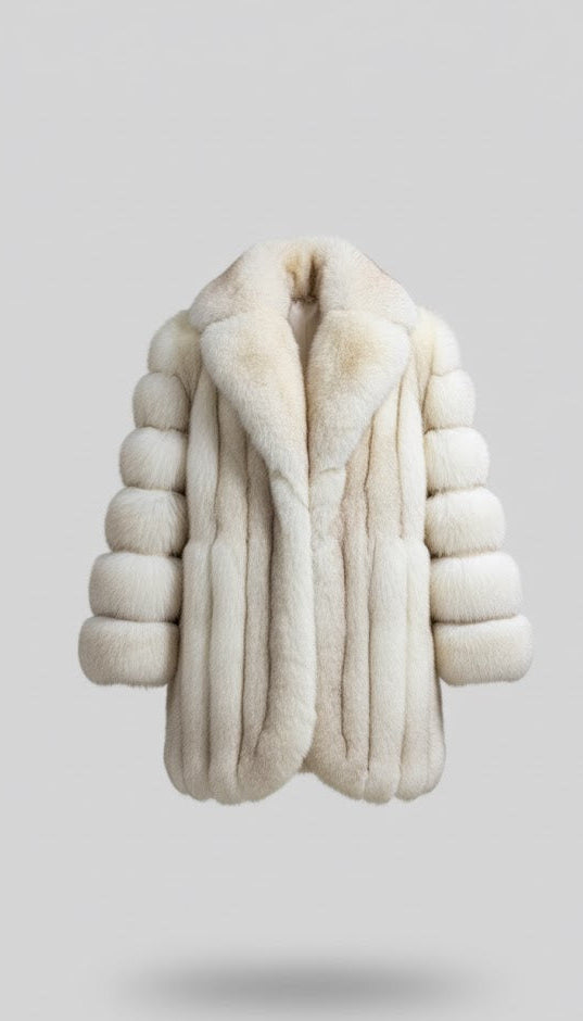 FCM0013 Men's Imperial Frost White Fox Fur Coat – Ultra-Luxury Winter Statement Piece for Elite Sophistication