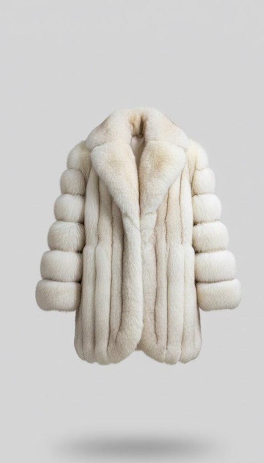 FCM0013 Men's Imperial Frost White Fox Fur Coat – Ultra-Luxury Winter Statement Piece for Elite Sophistication