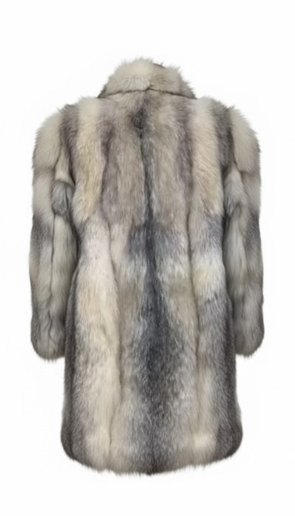 FCM0015 Men's Luxury Natural Silver Fox-Tone Fur Coat for Men – Premium Multi-Shade Winter | High-End Elegant Warm Overcoat by