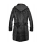 C010 Men's Wool & Sheep Leather Trench Coat with Quilted Hooded Jacket