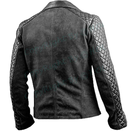 LJM014 Men’s Stylish Black Real Leather Biker Jacket | Suede Finish Fashion Wear