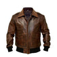 LJM0003Men’s Distressed Brown Vintage Biker Leather Jacket – Classic Army Style Real Leather jacket