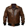 LJM0003Men’s Distressed Brown Vintage Biker Leather Jacket – Classic Army Style Real Leather jacket