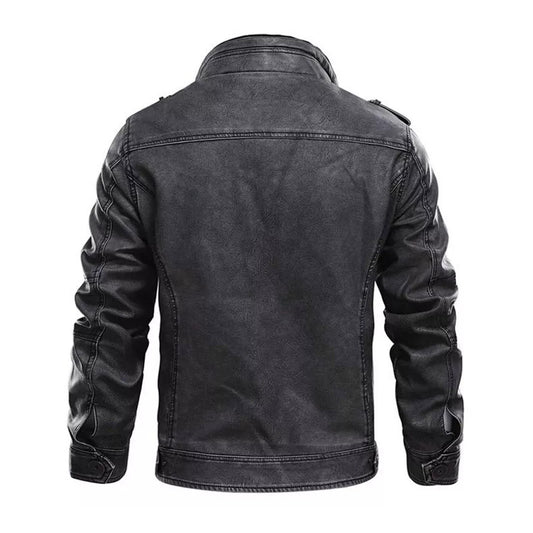 LJM001 Men’s Vintage Classic Black Real Leather Motorcycle Biker Jacket
