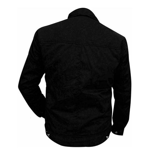 DJM001 Men’s Yellowstone Black Denim Jacket – Rip Wheeler Cowboy Biker Style | Cole Hauser Inspired