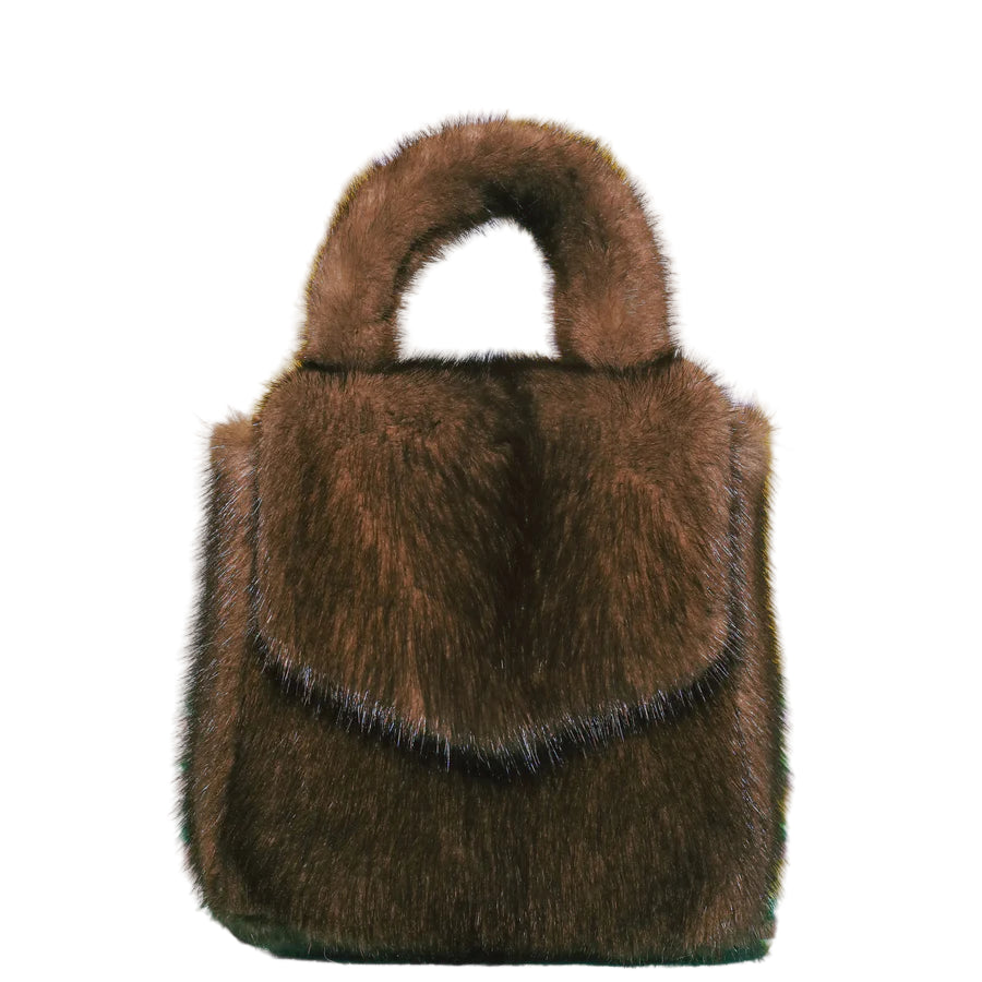 WB004 Women’s Brown Genuine Fur Bag – Confetti Boutique Soft Fox Fur Luxury Handbag