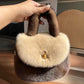 WB006 Women’s Luxury Fur Mini Handbag – Soft Plush Crossbody Purse (Brown / Beige / Black)