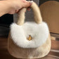 WB006 Women’s Luxury Fur Mini Handbag – Soft Plush Crossbody Purse (Brown / Beige / Black)