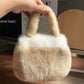 WB006 Women’s Luxury Fur Mini Handbag – Soft Plush Crossbody Purse (Brown / Beige / Black)