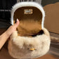 WB006 Women’s Luxury Fur Mini Handbag – Soft Plush Crossbody Purse (Brown / Beige / Black)