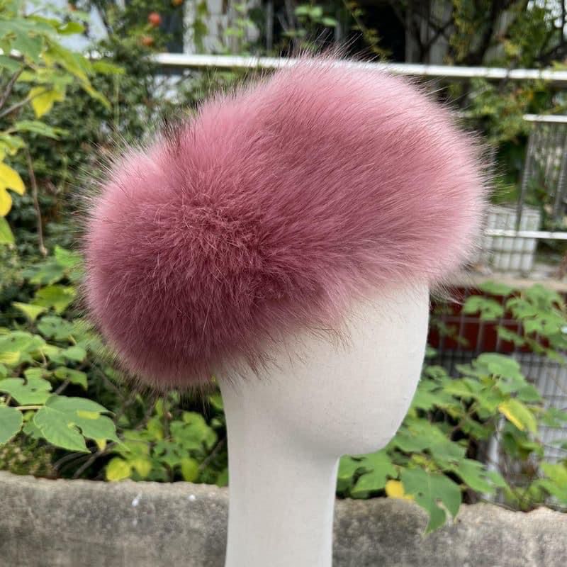 WC006 Premium Women's Fox Fur Winter Headband – Plush, Lightweight & Cozy Outdoor Warmth Accessory