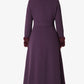 LCF0002 Women’s Alexa Purple Wool-Blend Military Maxi Coat – Double-Breasted Faux-Fur Trim Full Length