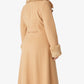 LCF0004 Women’s Alexa Camel Military Maxi Coat – Wool Blend, Faux Fur Trim, Double‑Breasted, Full Length