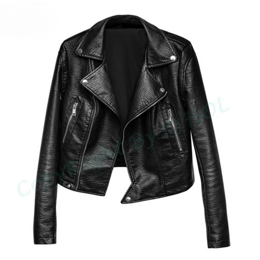 LJF0004 Women’s Black Biker Real Leather Motorcycle Jacket – Classic Motorcycle Style With Premium Finish