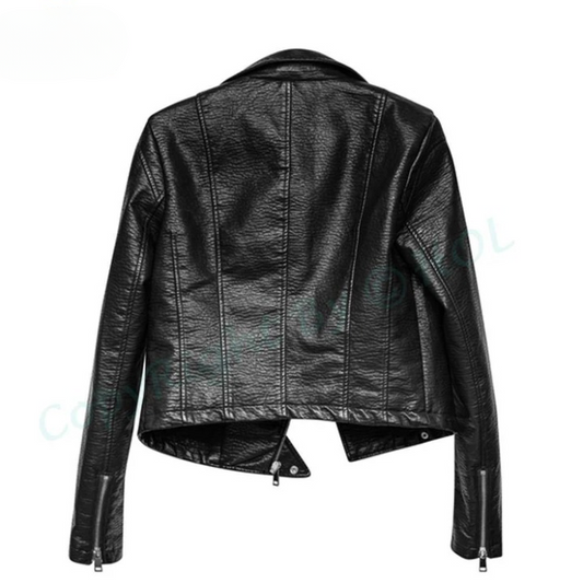 LJF0004 Women’s Black Biker Real Leather Motorcycle Jacket – Classic Motorcycle Style With Premium Finish