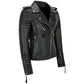 LJF0006 Women’s Classic Black Biker Real Leather Jacket – Timeless Motorcycle Style Coat
