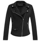 LJF0007 Women’s Suede Moto Jacket – Cross Zip Design, Soft Finish & Stylish Two‑Pocket Cut