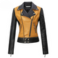 LJF0008 Women’s Tan‑Ming Real Faux‑Leather Moto Jacket – Slim Fit Biker Style, Modern Edge