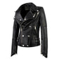 LJF0012 Women’s Black Motorcycle Bomber Real Leather Jacket – Biker Slim Fit, Cross-Zip & Stylish Finish