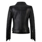 LJF0012 Women’s Black Motorcycle Bomber Real Leather Jacket – Biker Slim Fit, Cross-Zip & Stylish Finish