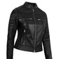 LJF0013 Women’s Black Café Racer Real Leather Jacket – Sleek Moto Style & Premium Finish