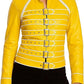 LJF0014 Women's Freddie Mercury Signature “Wembley Tribute” Premium Yellow Faux Leather Performance Jacket – Iconic Rockstar Stage Edition