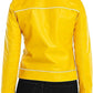 LJF0014 Women's Freddie Mercury Signature “Wembley Tribute” Premium Yellow Faux Leather Performance Jacket – Iconic Rockstar Stage Edition